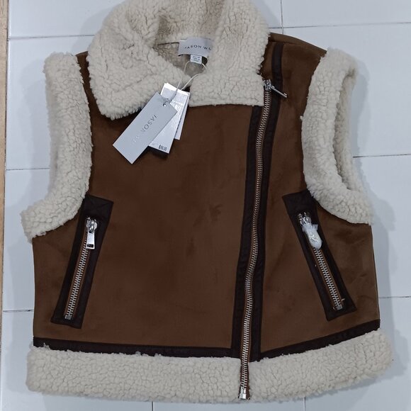 Jason Wu Women's Sherpa Lined Double Faced Faux Suede Vest - Picture 1 of 3